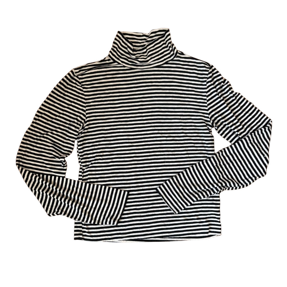 Antistar Black and White Striped Turtleneck